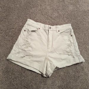 distressed white denim shorts, American Eagle jean stretch shorts